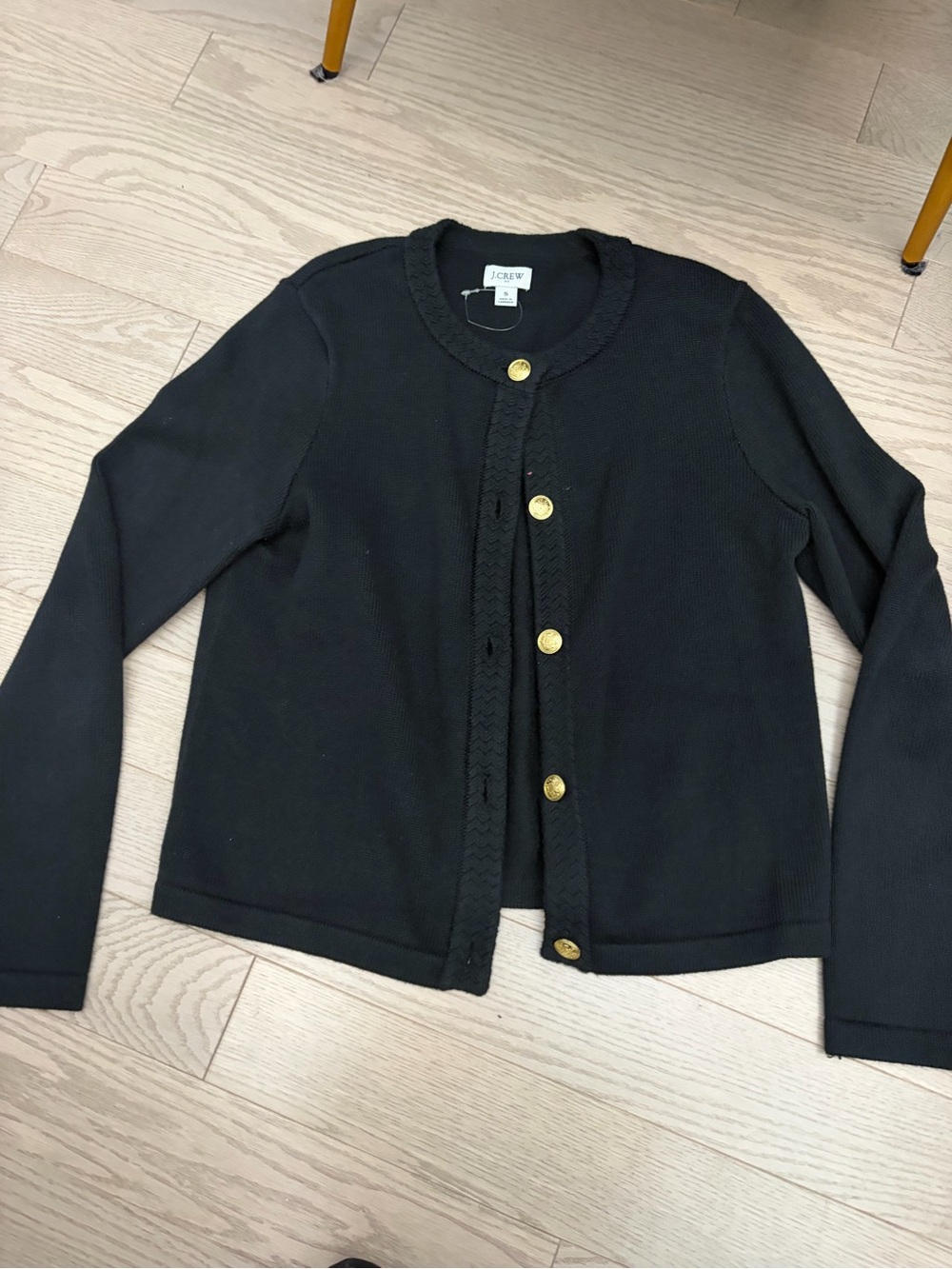 J. Crew Black Knit Cardigan with Gold Buttons